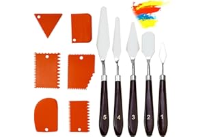 BESMRPG 11 Stück Palettenmesser Set, 5 Edelstahl Palette Messer, 6 Abstreifmesser Malwerkzeug,Fein Kuchenspachtel,Malspachtel,Canvas Effektspachtel, Acrylfarbe Spachtelset,zum Ölgemälde, Aquarell, Felsmalerei