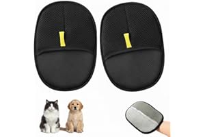 ISFUPO 2 Pièces Gant Poil Chat, Gant Anti Poils Animaux Amélioré, Double Face Brosse Poils Animaux, Réutilisable pour Meubles, Vêtements, Tapis & Voiture, Idéal pour Chiens & Chats