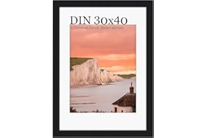 UHOUSEST Picture Frame 30 x 40 cm, Photo Frame 30 x 40 cm Pictures, Black Wood Photo Frame Mat and Plastic Glass Table Top and Wall Mounting, Poster Frame Elegant Classic Design