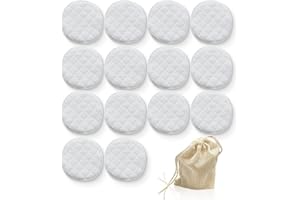 DEFGNOP 14 Pezzi Coppette Assorbilatte Lavabili - Assorbilatte di Bambù Organico, Riutilizzabili con Sacchetti 、 Sacchetto di lavaggio