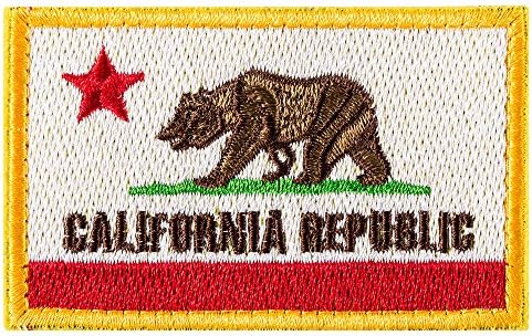 California Republic State Flag - CA Bear Tactical Morale Patch - Embroidered Patch Badge Sew on Hat, Jackets, Backpack(Full Color)