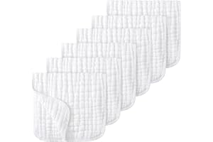 Looxii Muslin Cloths for Baby 100% Cotton Large Muslin Squares Burp Cloths for Baby Newborn 25x50cm Extra Soft and Ultra Absorbent 6 Pack for Boys Girls - White
