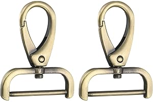 QUARKZMAN 2 Stück Abnehmbarer Karabinerhaken Schwenkbarer Karabiner 1 1/4" D-Ring mit Schwenkbarem Hummerkrallenverschluss für Taschengurt Schlüsselanhänger Tasche DIY Handwerk, Messing
