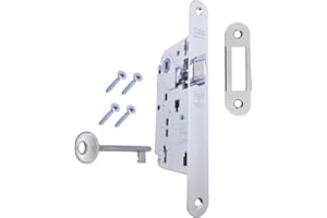 GAMOBIFER Serratura Porta Interna AGB Serie CENTRO. Entrata 50, Interasse 90. (Fronte 22x196, SCROCCO CHIAVE, NICHELATO Lucido)