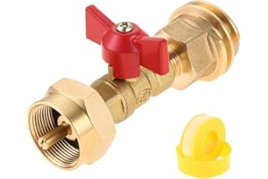 HZ-MONSTAR 20lb to 1lb Propane Tank Adapter with Valve for 1lb / 16.4oz Disposable Throwaway Cylinder, Convert CGA600 to QCC1 Male Thread/POL Female Thread, Hook Up Small Propane Tanks When 20lb Ran Out