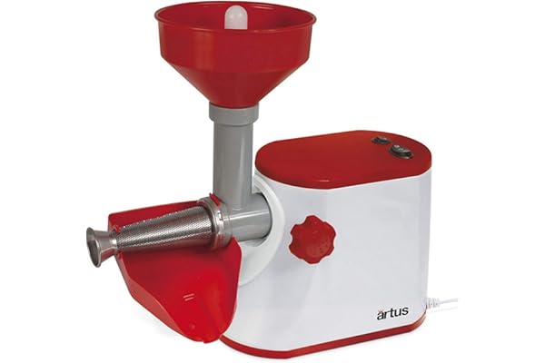 Artus - S15 - Presse-tomates électrique pour purée de tomate, 250W, couleur blanc et rouge