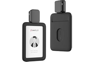 Badge Reel with Alligator Pinch Clip, SANTLET Silicone ID Badge Holder Name Tag Case Protector with Retractable Cord, 2 Card Slots for Nurses Teachers Employees Office Workers Black