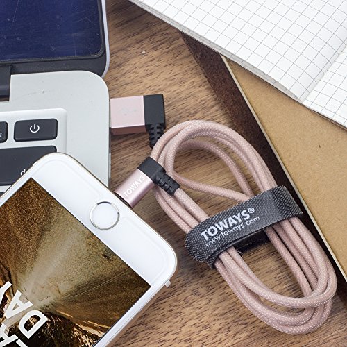 Lightning Kabel Toways iPhone Ladekabel [Apple MFi zertifiziert] 90 Grad Winkel Stecker 1.2m Nylon USB Datenkabel für iPhone 7 / 7 Plus / 5 / iPhone 6 / iPhone SE / 6 / 6 Plus / 6s / 6s Plus / 5 / 5c / 5s, iPad Pro Air Air 2 mini2 mini3 4th Gen, iPod Nano 7th Gen, DJI Mavic Pro Drone – Rose Gold - 7