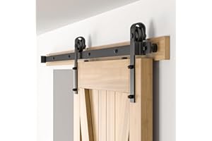 BONIKLUBA Kit de herrajes para puerta corredera de granero de 6.6 pies para puerta individual, resistente, suave y silencioso, fácil de instalar, se adapta a puertas de 36 a 40 pulgadas de ancho