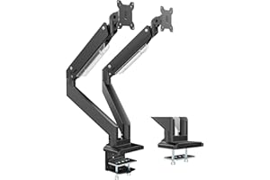‎PUTORSEN PUTORSEN Uchwyt na 2 ekran PC, ciężkie aluminiowe ramię przegubowe do podwójnych ekranów 17-35", regulacja wysokości nachylenia obrotowego i montażu na biurku, ramię podtrzymuje 15 kg na ramię