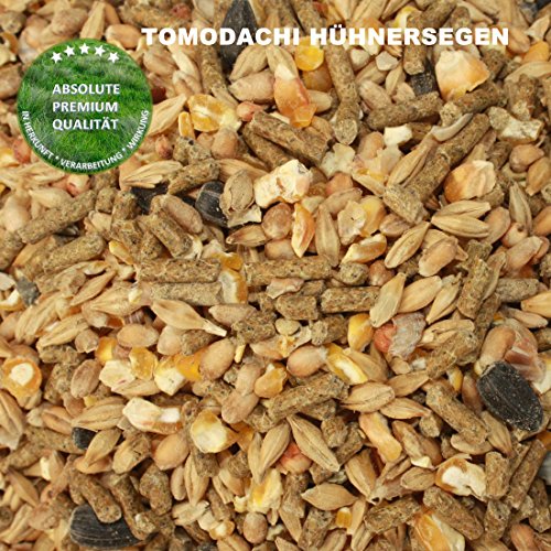 Hühnerfutter, Naturprodukt, hochwertiges Vollwertfutter für Geflügel, calziumreiche Komplettnahrung für alle Hühnerrassen, reich an Omega-3 Fettsäuren, natürlicher Immunschutz, Qualitäts Körnermischung für gesunde, glückliche Hühner, Tomodachi Hühnersegen 1kg Eimer - 5