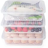77L Food Storage Container, (3-Pack) Plastic Food Containers with Removable Drain Plate and Lid, Stackable Portable Freezer S