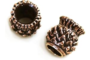LynnAround Bronze Norse Scottish Thistle Cirsium Flower Beard Beads Rings, Dwarven Dreadlock Pirate Medieval Hair Beads, Pagan Charm Jewelry