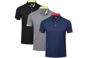 HUAKANG 3 Pack Mens Polo Shirts Short Sleeve Breathable Quick Dry Golf Top Running Sports Tee Top Gym Workout Polo T Shirts
