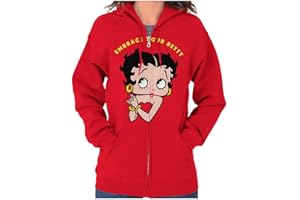 Brisco Brands Betty Boop Cartoon Cute Motivational Zip Hoodie Sweatshirt Women
