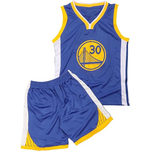 Amdrabola Warriors Stephen Curry Basketbalshirt voor kinderen, zwart, blauw, wordt geleverd met korte broek, basketbalfans (4-13 jaar), Zwart-roos, 128