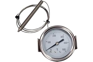 REDPOINT PIROMETRO/termometro 0-500° - Ø60mm. per FORNI PIZZA, BBQ,FORNI a LEGNA, etc.