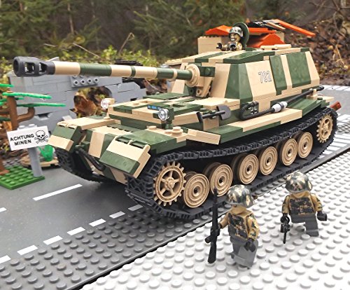 Modbrix 2496 - ☠ Bausteine Panzer Elefant Panzerjäger Totenkopf Division inkl. Custom Elite Wehrmacht Soldaten aus Lego© Teilen ☠ thumbnail