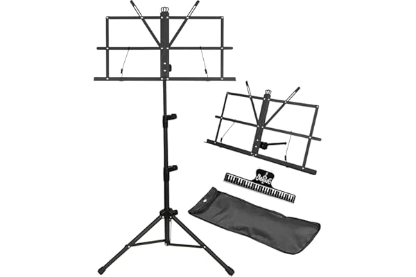 IRONTREE Pupitre de Musique, Porte-partition, Support de livre de bureau 2 en 1, porte-partition pliable portable et léger avec pince à partitions et sac de transport