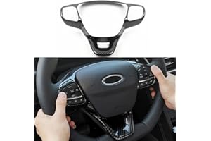 ALWAYSTECZON Matte Silver ABS Steering Wheel Cover Trim Interior Accessories For Ford Fiesta 2017 2018 2019 2020 2021,Puma 2019 2020 2021,Kuga 2020 2021 (Carbon Fiber)