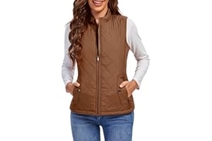 fuinloth Damen Weste, Leichte Steppweste Westen mit Reißverschluss Stehkragen Ärmellos Jacke