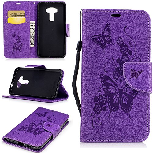 BONROY® Magnetic Flip Cover for Asus ZenFone 3 ZE520KL (5,2 Inch),Colorful painted pattern Wallet Case with Hand Strap for Asus ZenFone 3 ZE520KL (5,2 Inch), Premium PU Leather Folio Style Flip with Card Slots and Stand Function Case Cover for Asus ZenFone 3 ZE520KL (5,2 Inch)