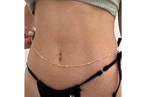 Wendalern Gold Sexy Single Layer Waist Chain Simple Punk Thin Chain Bikini Beach Chain Adjustable Jewelry Handmade for Women and Girls