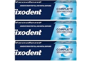 WELARI Fixodent Lot de 3 crèmes adhésives complètes pour prothèses dentaires 47 g – Saveur menthe fraîche – Tenue et confort tout au long de la journée – Joint solide pour prothèses dentaires complètes et