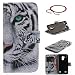 Produktbild Schutzhülle für ZTE Blade V7 Lite 5 Zoll, GOCDLJ Ultra Thin PU Leder Flip Cover Muster Tasche Ledertasche Handytasche Hülle für ZTE Blade V7 Lite Buchstil Handyhülle Protective Case Etui Bumper Schale Wallet vollständig schützende mit Magnetverschluss Ständerfunktion ID Karte Slots Pouch Soft Silikon Backcover Rückseite shell kunstlederhülle + Chinesischer Stil Rote Armbänder Design Weißer Tiger