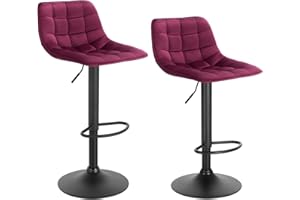 ‎WOLTU WOLTU BH273bd-2 zestaw 2 stołków barowych, stołek barowy, krzesło barowe z oparciem i uchwytem regulacyjnym, regulacja wysokości i obracane o 360°, stołek barowy, stołek barowy z wysokiej jakości