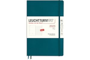 LEUCHTTURM1917 365918 kalendarz tygodniowy i notatnik, miękka okładka (B6+) 2023, 12 miesięcy, Pacific Green, angielski