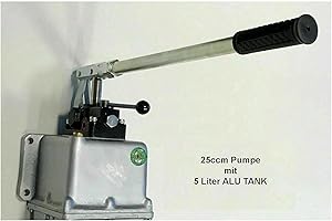 Uzman-Versand 25ccm Hydraulik Handpumpe mit 5 liter Tank + Handhebel, Hydraulikpumpe Hydraulische Hand-hebel-Pumpe Manuell Hydraulikhandpumpe (25ccm Pumpe mit 5 liter Tank)