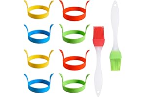 FDRJKN 10 Pcs Set Egg Rings For Frying, Fried Egg Ring, Egg Ring, Egg Frying Rings, Silicone Egg Rings For Frying, Fried Egg Mould, For Making Fried Eggs, Pancakes, Breakfast Sandwiches