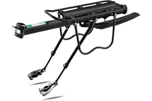 ROCKBROS Porte Bagages Vélo Arrière VTT Fixation Tige de Selle, Transporteur avec Reflecteur et Garde-Boue, Universel Installation Rapide Noir