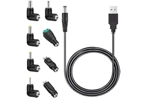 MEROM 5V Universal Stromkabel Netzkabel USB zu DC Kabel Ladekabel mit 8 Stecker (5.5mm * 2.5mm, 4.8mm * 1.7mm, 4.0mm * 1.7mm, 3.5mm * 1.35mm, 2.5mm * 0.7mm, Micro USB, Type C, Universalstecker)