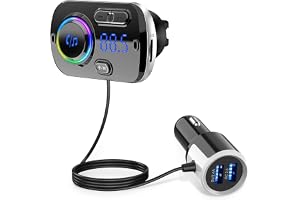 INF Trådlös FM-sändare för bilen, Bluetooth 5.0, Bluetooth-adapter, med USB-laddare, AUX-anslutning och LED