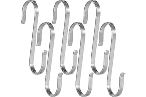 DOANTE 6 Ganchos en S,Ganchos en Forma de S, S Ganchos,Ganchos en Forma de S para cocina, oficina, cuarto de baño, dormitorio-Acero Inoxidable,Paquete Ganchos S