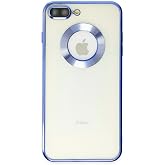KZY İletişim Apple iPhone 8 Plus ile Uyumlu ile uyumlu Kapak Yanları Renkli Lens Korumalı Logo G&ouml;steren Şeffaf Luxury Kılıf -