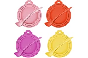 SJLAUX 4PCS Tin Covers for Dog Food Universal Can Lids for Tins Silicone Tin Can Covers Lids for Dog Cat Food Pet Can Covers for Tins, Tin Lids for Cans with Dog Food Scoop