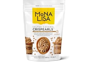 SEPHRA Callebaut Mona Lisa Crispearls – Sacchetto richiudibile in velcro 800 g – Sfere di cereali rivestite aromatizzate per decorare torte, cupcake, cialde, crepes, pancake (caramello salato)