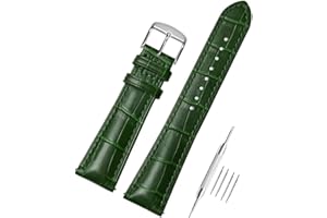 AIYIRUO Opaski do Zegarków Skórzany Krokodyl Wzór Prawdziwa Skóra Miękka i Trwała Bransoletka Zastępcza Bransoletka Stalą Nierdzewną Metal Srebrny Złoty Zapięcie dla Mężczyzn Kobiety (12mm-24mm)