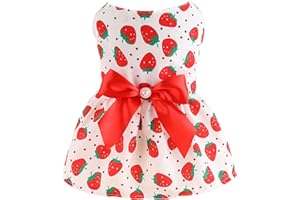 Luojuny Christmas Holiday Dog Dress, Valentine's Day Dog Skirts Bowknot, Vibrant Color Dog Princess Cosplay Costume, Mommy Puppy Shirt Skirt Doggie Dresses Pet Clothes Apparel for Dogs & Cats Red XS