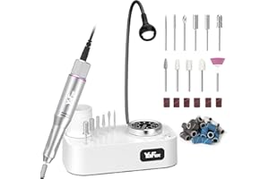 Nagelfräser für Gelnägel 35000 U/Min,YaFex 11 in 1 Elektrische Nagelfräser Professionelle mit Nagelfräser Aufsätze,Nagelfeile Maniküre Pediküre Set mit LED Lampe (B-Weiß)