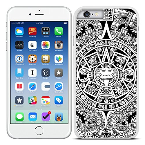 Funda carcasa TPU Gel para iPhone 6 Plus 6S Plus dise  o calendario azteca maya borde blanco