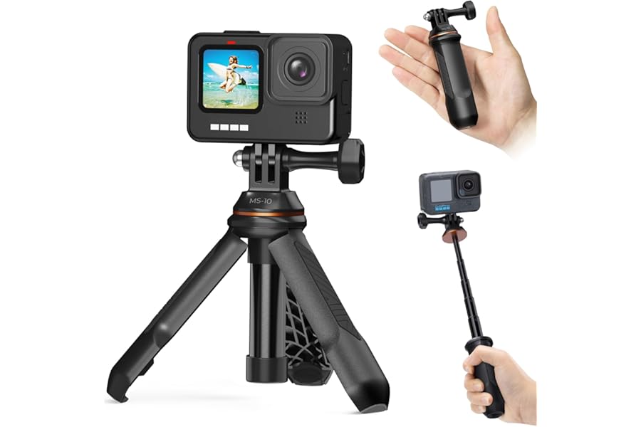 K&F Concept 33.5cm/13.2" Mini Tripod Selfie Stick for Action Camera, Compatible with GoPro Hero 13/12/11/10/9/8/Max, DJI Osmo Action 5/4/3/2/1, Insta360 One R/RS, AKASO EK7000 & Other Action Cameras