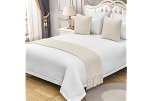 QRGMKL Colcha de Cama de Punto de Color sólido Colcha Bufanda de Cama con patrón de Diamante Manta de Lujo de Ropa de Cama Toallas de sofá Premium para Dormitorio Hotel-Beige||260X60cm for 2m Bed