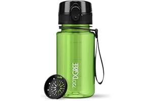 720°DGREE Butelka dla dzieci 350ml "uberBottle" crystalClear +Sitko - Szczelna, Wolna od BPA - Butelka na przedszkole, wodę, szkołę, dla dziewczynek i chłopców od 3 lat - Mała, lekka, odporna wstrząsy