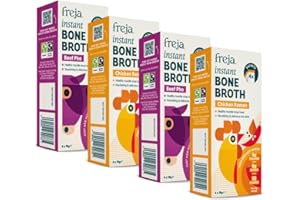 Freja Instant Pho & Ramen Bone Broth | Limited Edition | Chicken Ramen and Beef Pho | 100% Natural | Rich in Collagen, Protein & Amino Acids | Dairy & Gluten Free, 4 boxes (4 x 15g Sachets Per Box)