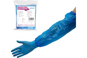 ARNOMED mangas desechables brazo CPE azul, extra fuerte, 100x cubre mangas desechables con elástico en ambas aberturas, mangas para brazos desechables hombres/mujeres, cubre brazos desechables 40x20cm