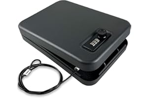 C&T Safe Box, Small Safe, Security Box with Combination Lock, Portable Gun Safe for Office Car Dorm Money Passports Valuables,Black,24x16x4cm